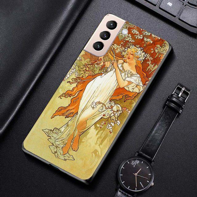 Etui na Samsung Galaxy S21 S20 S10 S9 S8 Plus Ultra 5g S10lite S10e S7edge S20 S21 Fe Etui Plakat Artystyczny Alphonse Mucha Slim