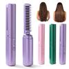 Cordless Hair Straightener Brush 3 Temperature Modes Adjustable Fast Heating Portable Travel Electric Hot Brush Curly Hair Styling Detangling Comb