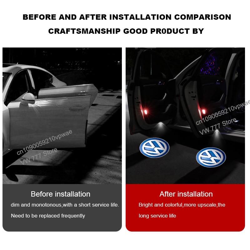 For VW VOLKSWAGEN New For VW Volkswagen Passat CC Lamando Touran Touareg Tiguan Eos Golf Car Door Logo Courtesy Lamp Laser Proje