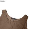 ZANZEA Women Casual Round Neck Loose Sleeveless Lace Crochet Tank Tops