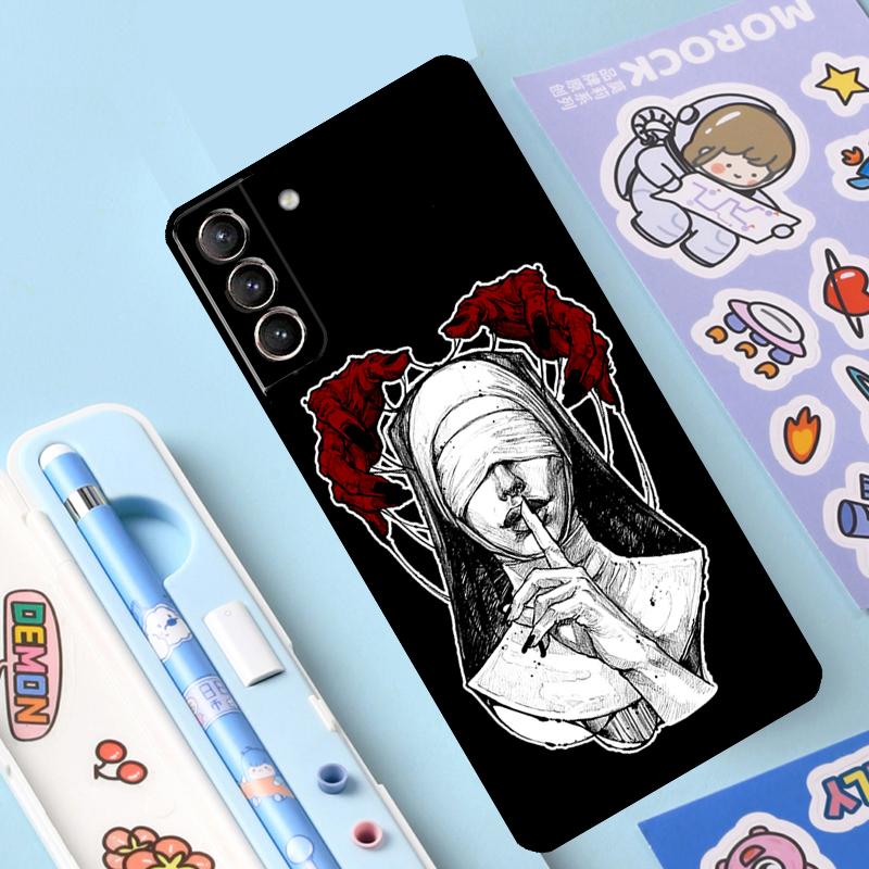 Satan Satanic Nun Cover For Samsung Galaxy S23 S21 FE S20 FE S22 Plus Note 20 Ultra Note 10 S8 S9 S10 Plus Case
