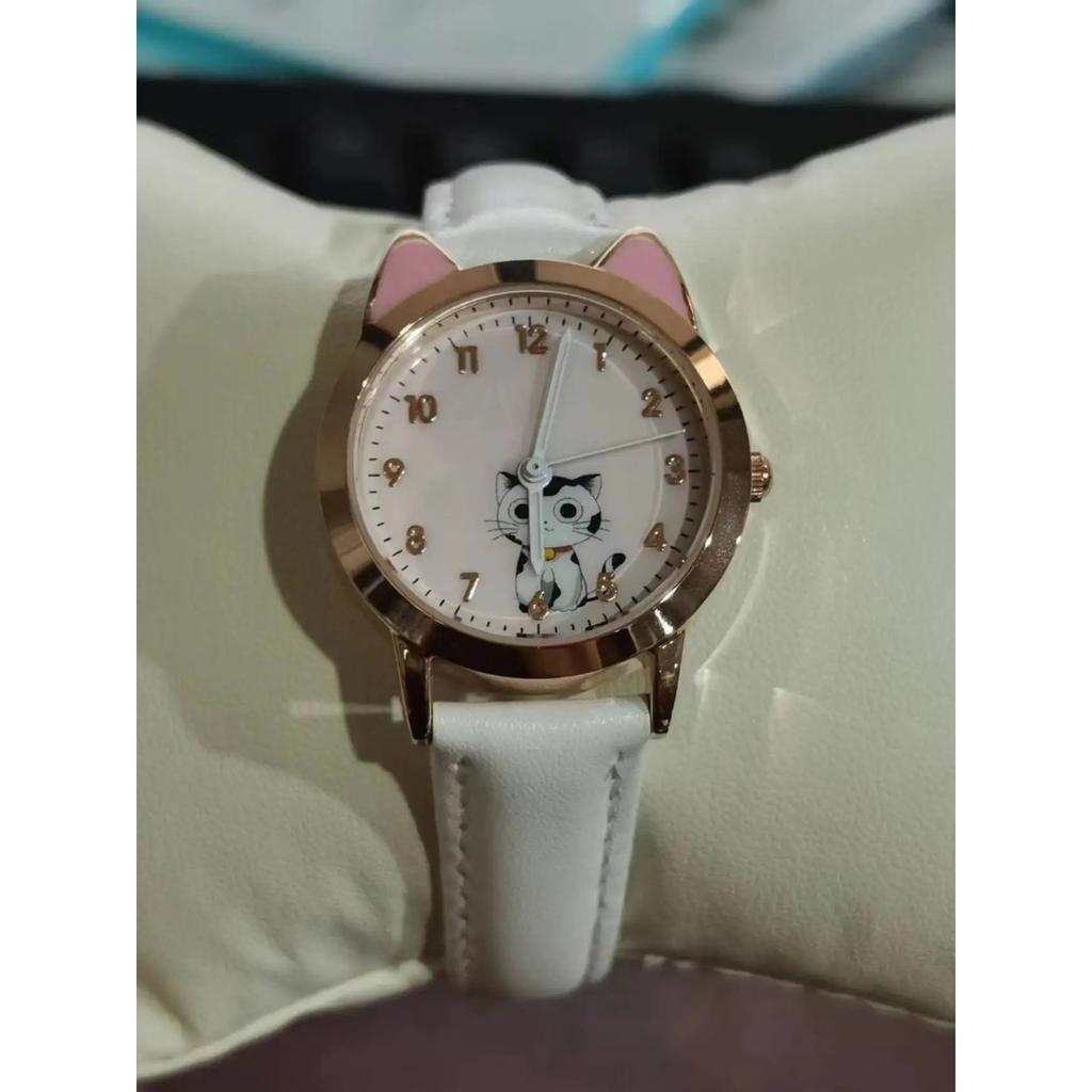 UTHAI Children Watch Girl Pink Cute Cartoon Cat Watch Waterproof 5-15 Year Old Primary School Student Women Fashion Quartz Clock