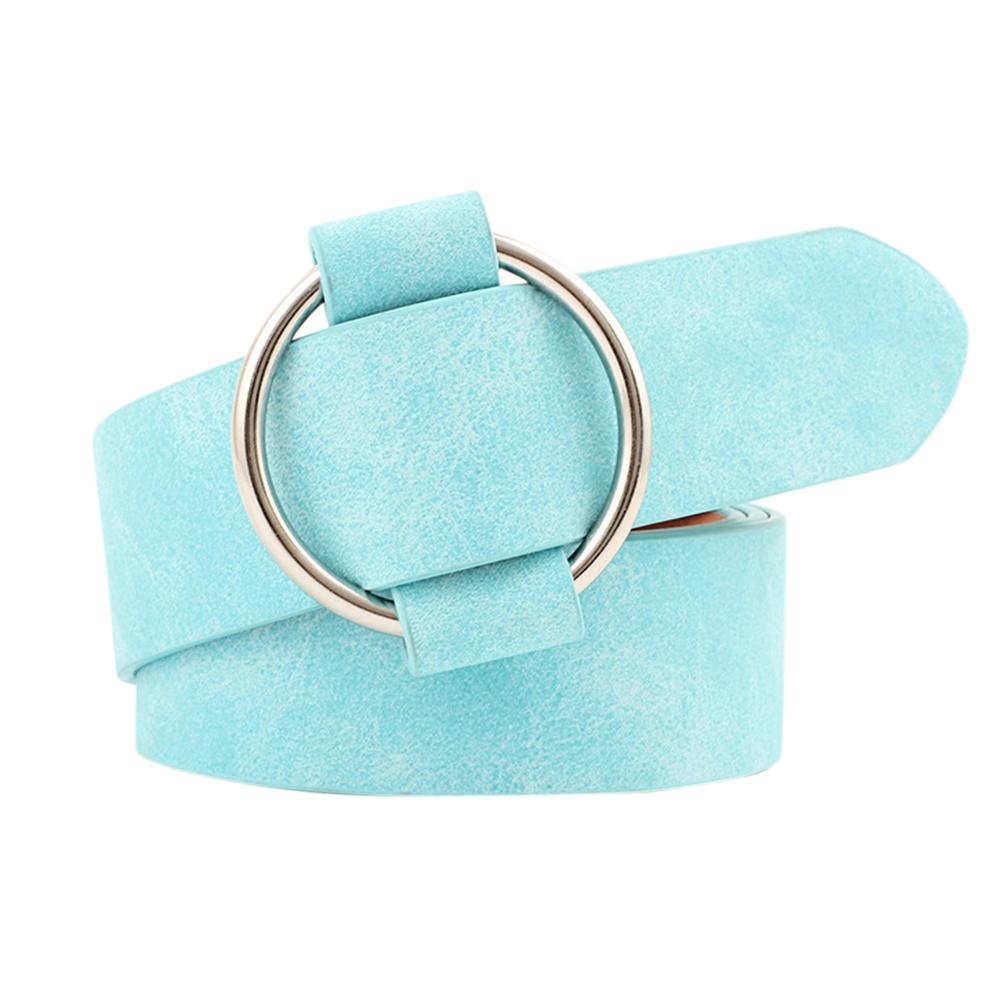 Women Fashion Casual Belts Simple Round Buckle Leather Waistband for Jeans Dress