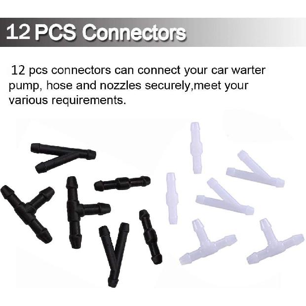 Windshield Washer Nozzle Fluid Hose Kit 3 Meters with 12 Pcs Hose Connectors