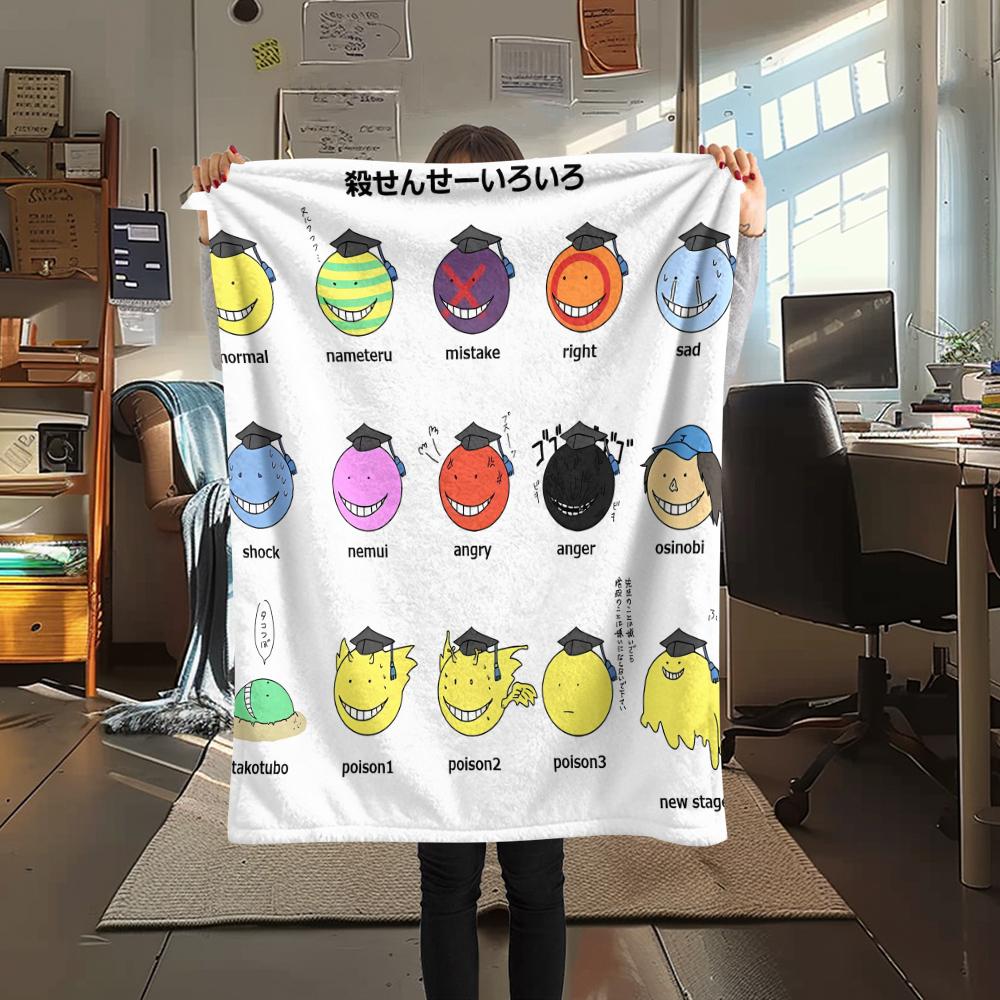 1 STuks Assassination Classroom Print Flanellen Deken, Hoge Kwaliteit Alle Seizoenen, Woondecoratie, Warmte en Comfort, Perfect voor Kerstcadeaus