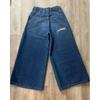 Mens Y2K Hip Hop Wide Leg Straight Fit Denim Jeans - Washed Cotton Loose Streetwear Style