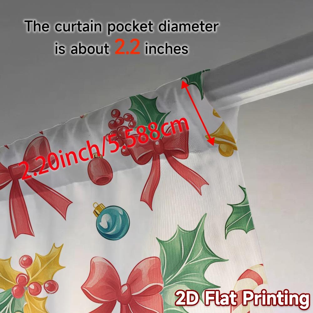 2pcs,Curtains Christmas Candy Holly Bells (4) Modern Window Curtain 100% Polyester Curtains Decorations Outdoor Decorative for