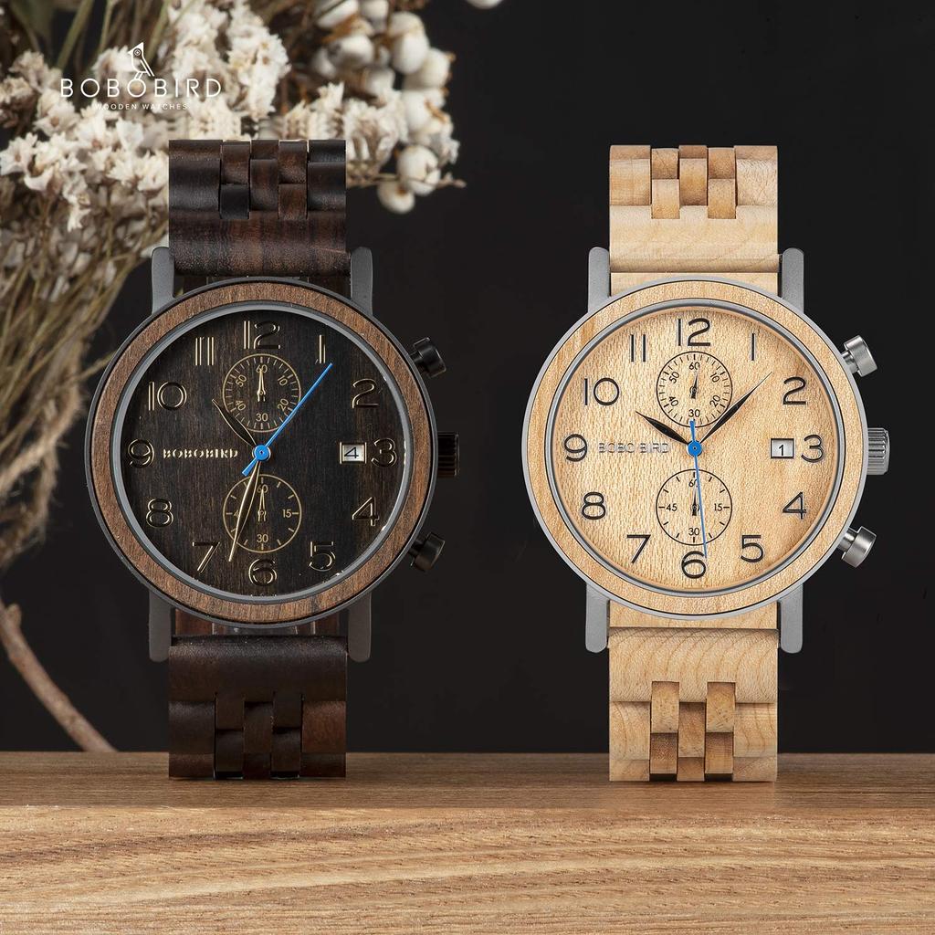 BOBO BIRD Men's Wooden Analog Watch, Lightweight, Popular Gift or Souvenir