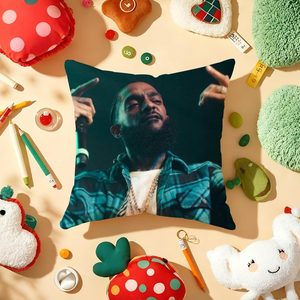 NNipsey Hussle RAP Cushion Cover Plush Fabric Soft DoubleSided Printed Sofa Warm Winter Home Gift Pillow Cover