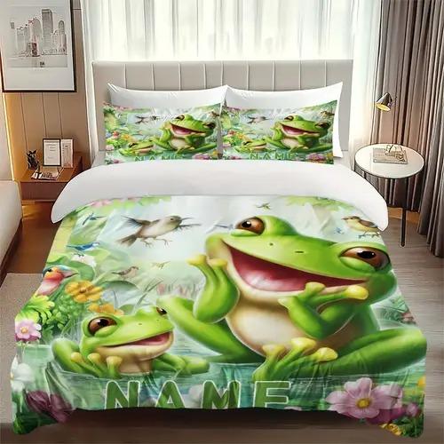 Frog Duvet Cover Duvet Cover With Frog Pattern Suitable For Children Boys Girls And Adults Warm Soft And Comfortable Breathable