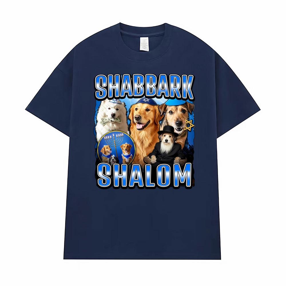 Vintage Classic Shabbark Shalom Jewish Dog Print T-Shirt Unisex Women Oversized Loose Short Sleeve T Shirts Casual Fashion T-Shirts