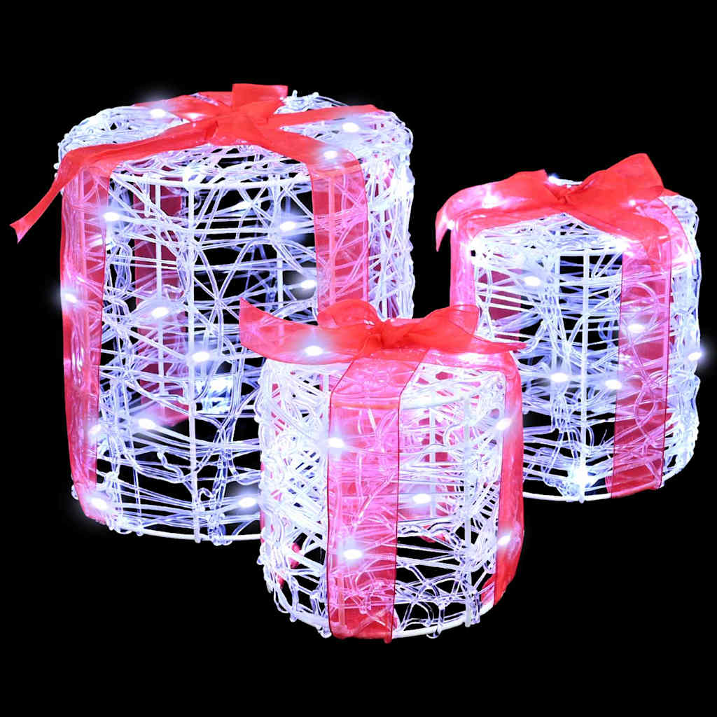 Gift Box Decoration Set 3 Pcs Cold White 20 X 20 X 21 Cm Acrylic