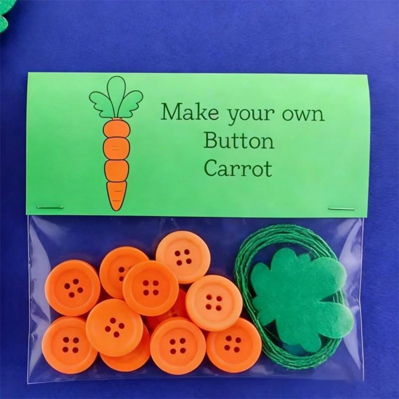 DIY Button Easter Ornament,Rabbit/Carrot/Eggs Button Pendants Easter Button Crafts Making,Holiday Hanging Decors Gift