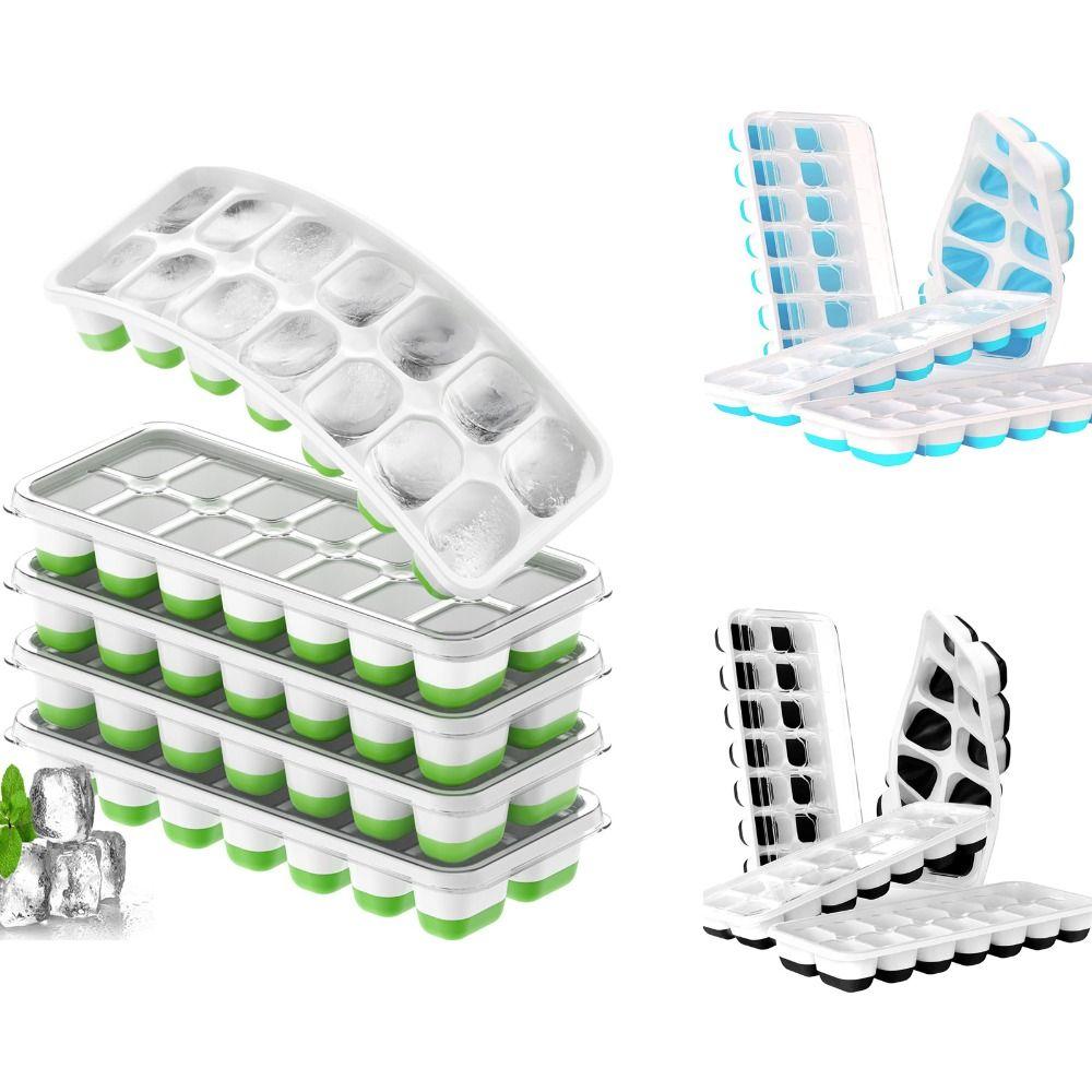 5PCS with Lid Ice Cube Tray Reusable Ice Maker Molds Durable Ice Cube Mold  Coffee