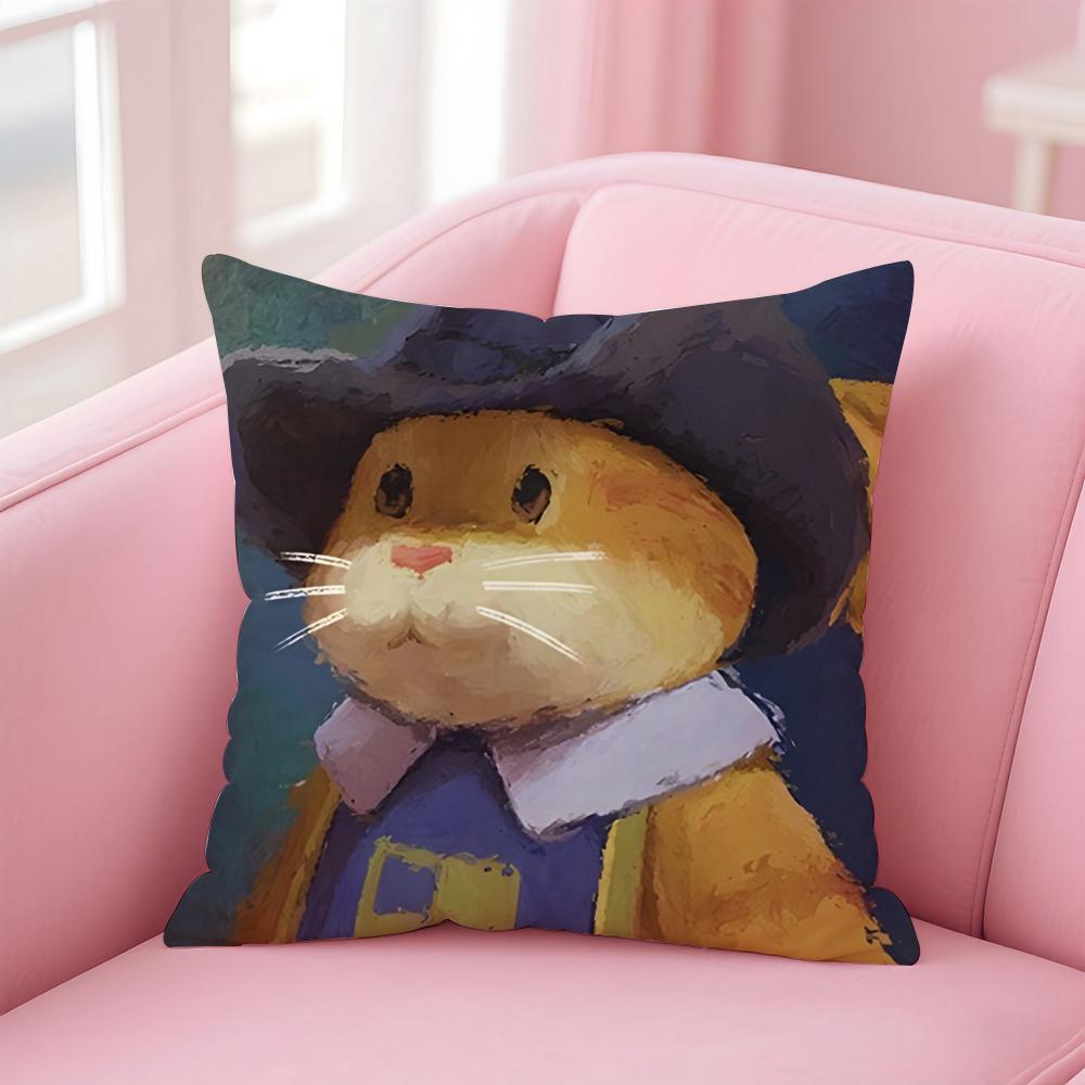 Cute Party Of Animals Funny Cushion Cover Pillowcase Short Plush Invisible Zipper Room Sofa Cushion Cover