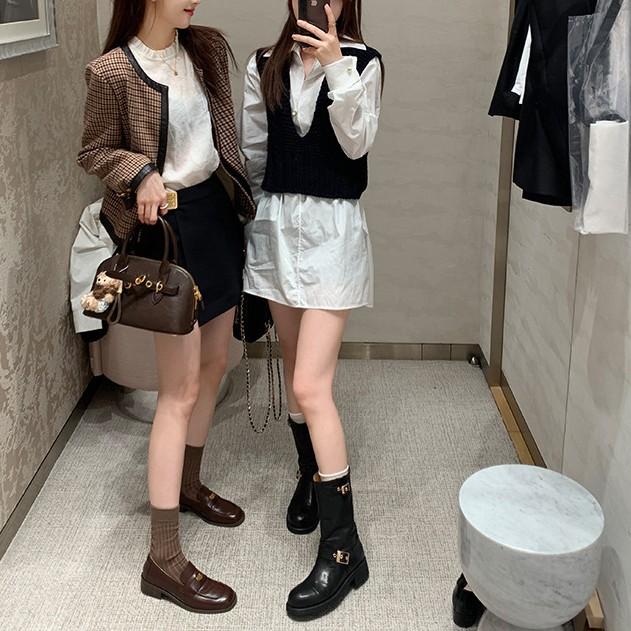 Cowhide Version~ Classic Women's Small Gold Coins Retro Loafers Women's Flat Leather Socks with Small Leather Shoes Jk Single Shoes