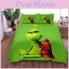 Das Grinch Zeichentrickfigur 3D-gedruckte Bettbezug-Set für moderne Schlafzimmerdekoration