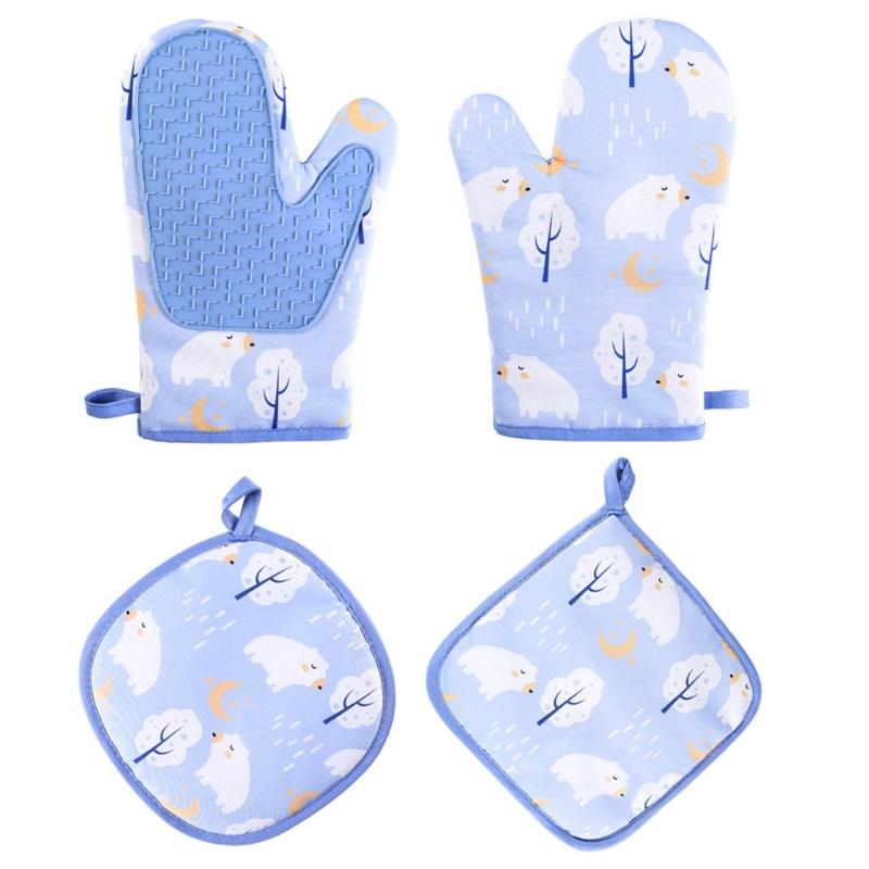 

Набор прихваток и держателей для кастрюль Термостойкая прихватка для духовки с нескользящей поверхностью Многоразовая прихватка для духовки для выпечки синий