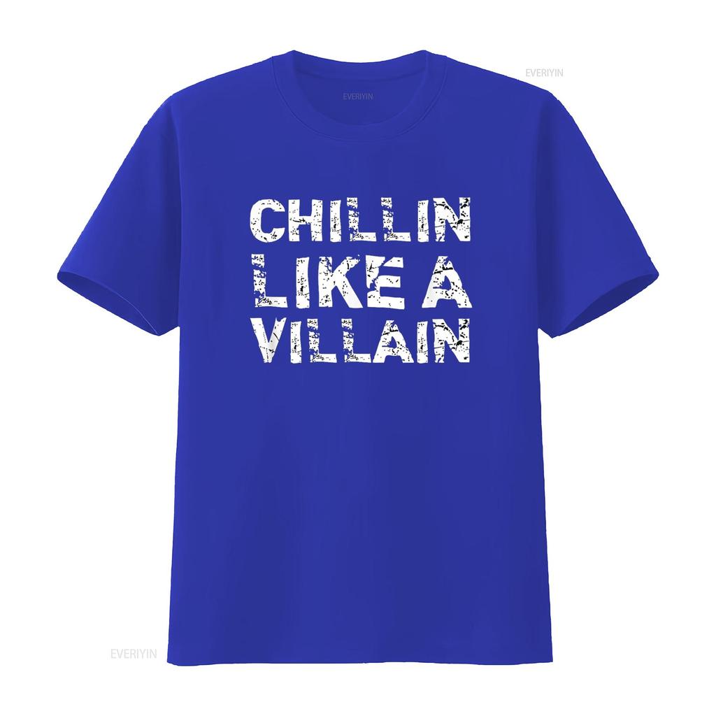 Chillin Like A Villain Vintage Distressed T Shirt vintage Washed designer clothes Unisex Stylish Slightly Casual Breathable