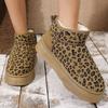 Mode 2025 Winter Leopard Schneestiefel für Damen Slipper Kurzer Plüsch Warm Knöchelstiefel Frau Mode Wildlederimitat Plateau Stiefeletten Weiblich