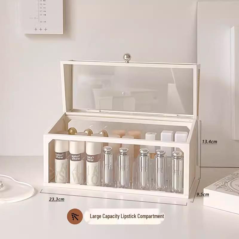 

Transparent Dustproof Cosmetic Storage Box for Desktop Skincare Organization