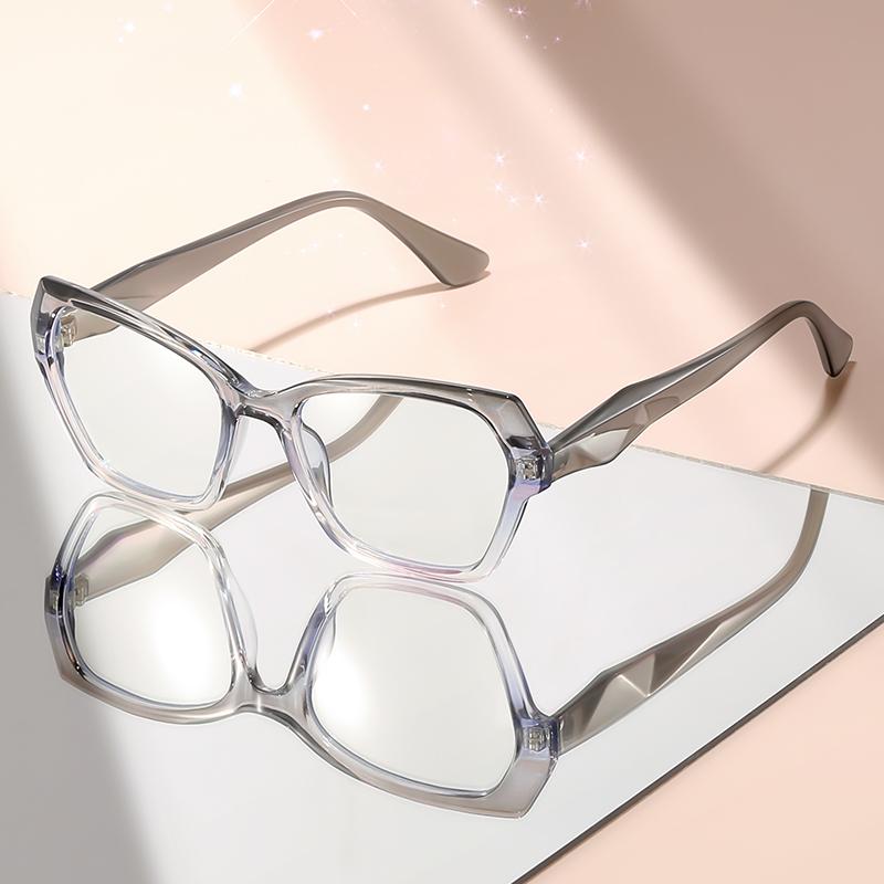 

New cat-eye type light-colored flat light glasses for New daily travel shooting decoration and anti-blue light decoration