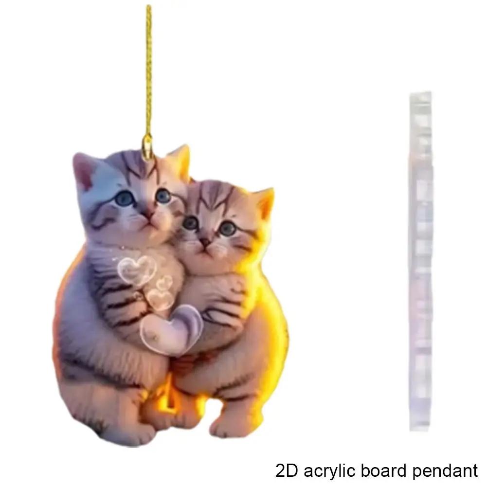 

Акриловая парная подвеска в виде кошки 2D, украшение для кошки, акриловое парное зеркало, украшение для кошки, украшение для котенка, брелок для ключей с задним видом, подвесной V7V4