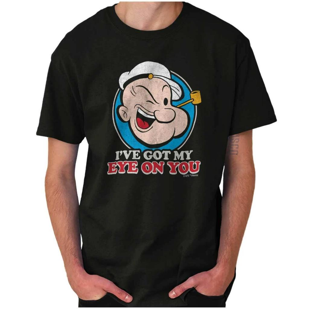 Vintage Cartoon Retro Popeye Character Funny Womens or Mens Crewneck 100% Cotton T-shirt Mens Tees Top Tee