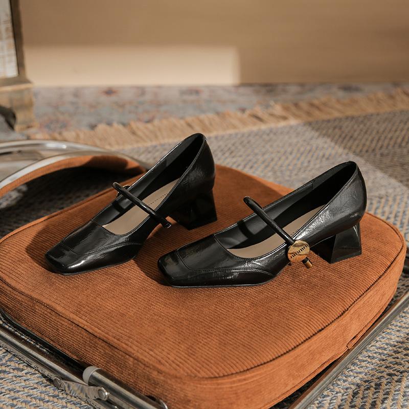 5889 Classic fashion versatile and delicate Mary Jane thick heel high heel square head women's new single shoes women