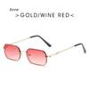 Rectangle Rimless Sunglasses Women Fashion Candy Color Square Sunglasses Men Lady  Designer Black Shades Glasses Gafas