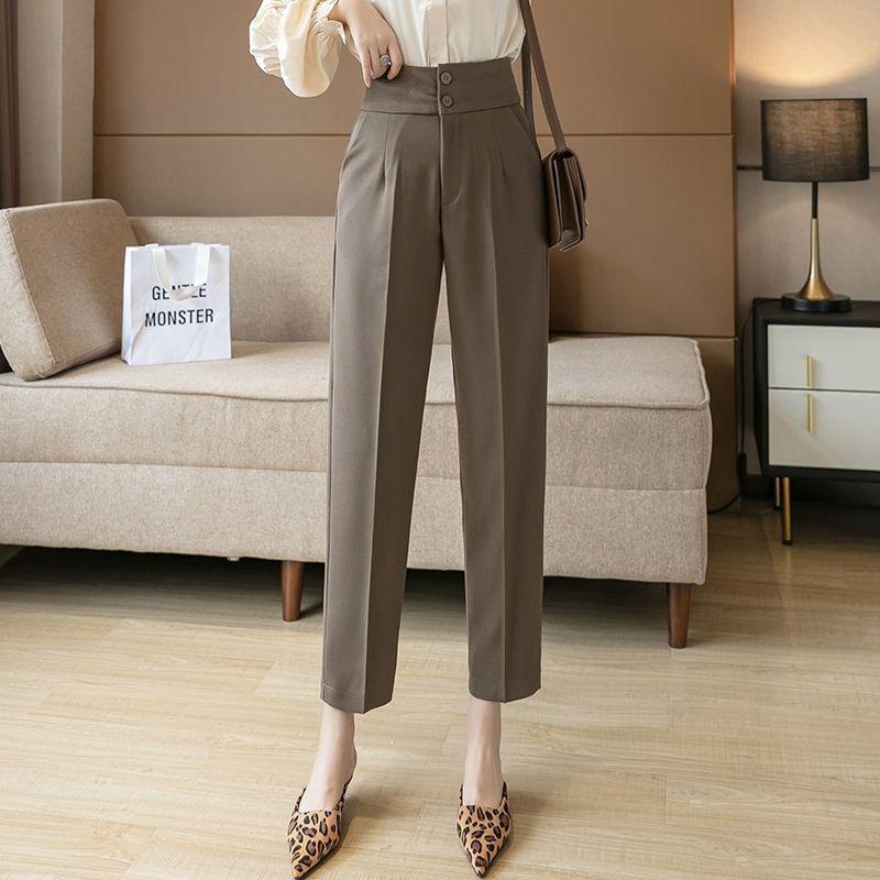 Women's High Waist Slimming Drapey Cropped Pants for Spring/Autumn