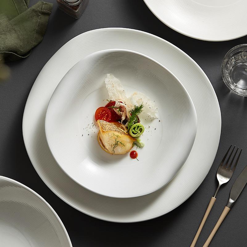 Creative Irregular Shaped White Ceramic Dinner Plates els Tableware Home Use Deep Soup Plates Dinner Utensils Cooking Dishes