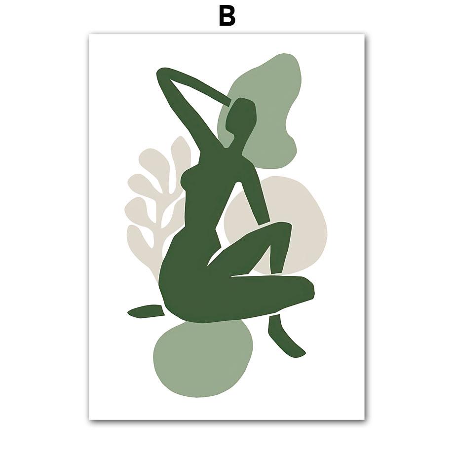 Linii geometrice nordice: Poster de artă abstractă modernă din seria verde pentru sufragerie