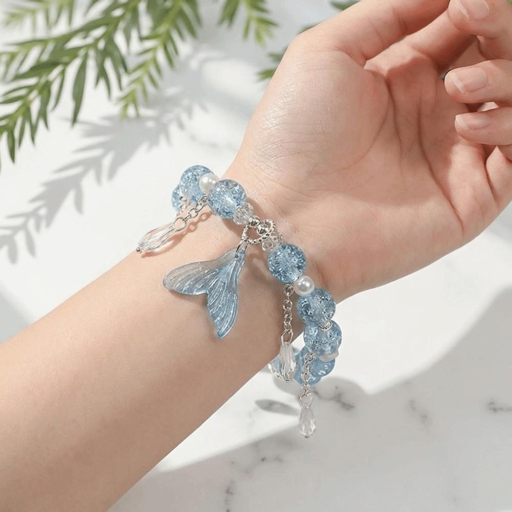 Colorful Beads Fishtail Crystal Bracelet Exquisite Sweet Lucky Hand Chain Lucky Charm