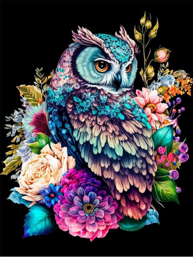 Diamantkreuz-Stickerei Buntes Gemälde Niedliche Farbige Eule Katze und Hund 5D DIY Diamant-Tierstickerei Heimdekoration
