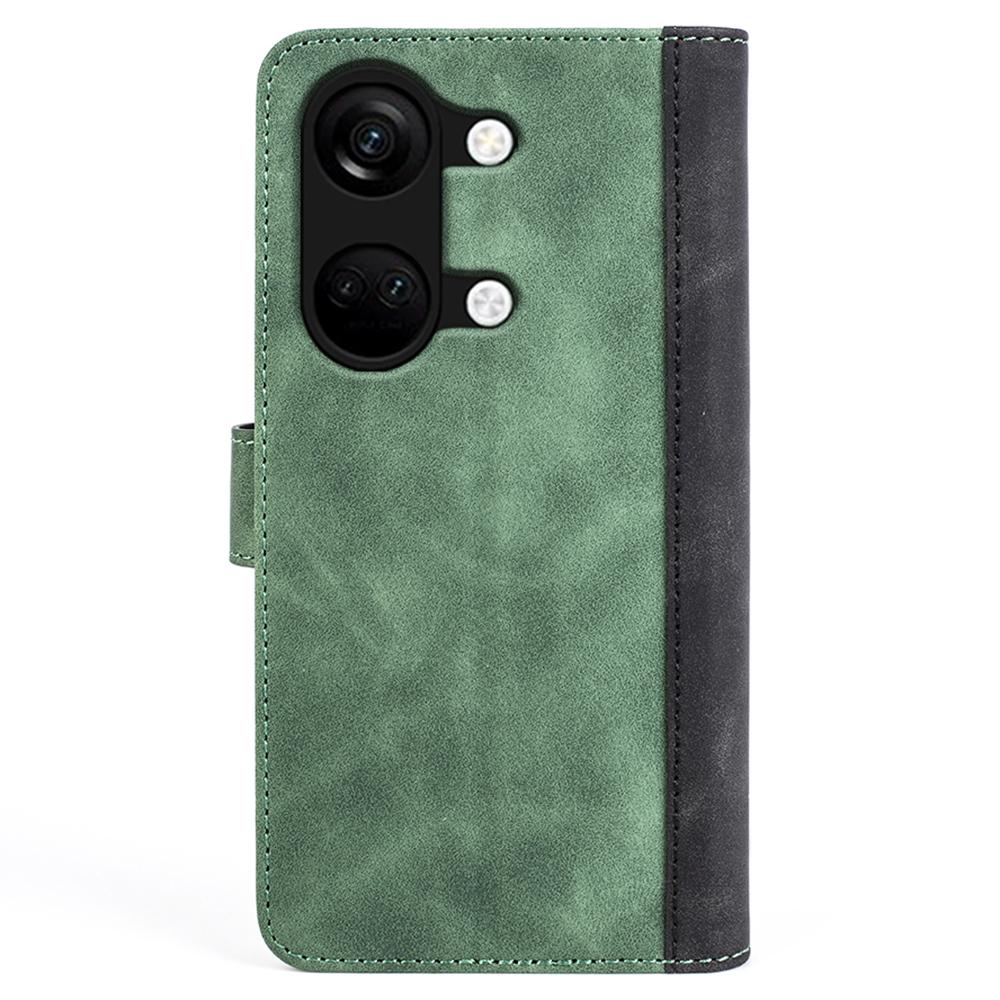 Wallet Shell for OnePlus Ace 2V/Nord 3 5G PU Leather Phone Cover Dual-color Splicing Stand Case