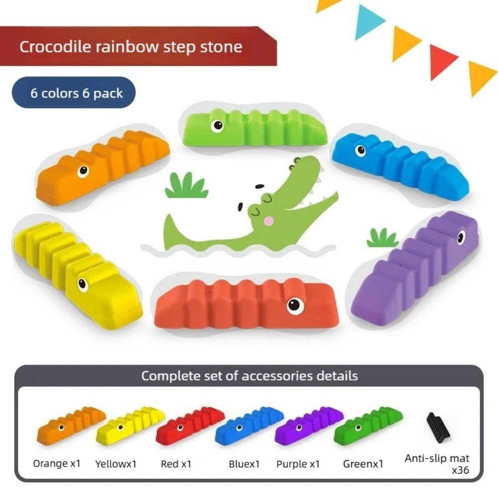6PCS/Set Stepping Stones Balance Training Beam Crocodile Stepping Stones Parent-Child Game