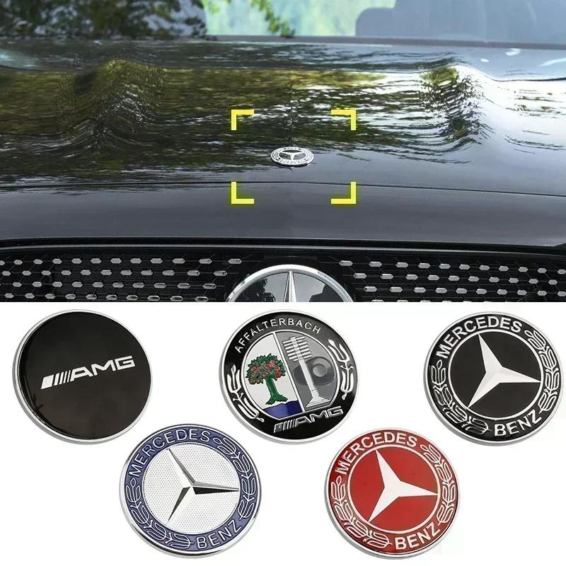 BNXP8 1pcs 57mm Car Front Hood Emblem Badge Bonnet Car Accessories For Mercedes Benz W204 W205 W212 W213 W221 W177 W246 GLA GLC CLA A