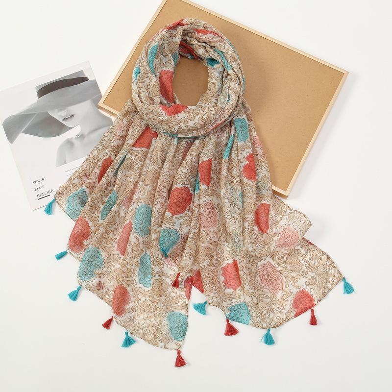New Japanese Artistic Cotton Hemp Scarf With Small Fresh Green Silk Tourism Photography Decoration Sunshade Shawl