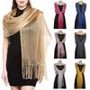 Shiny Metallic Scarf Long Party Evening Dress Scarf Elegant Banquet Shawl