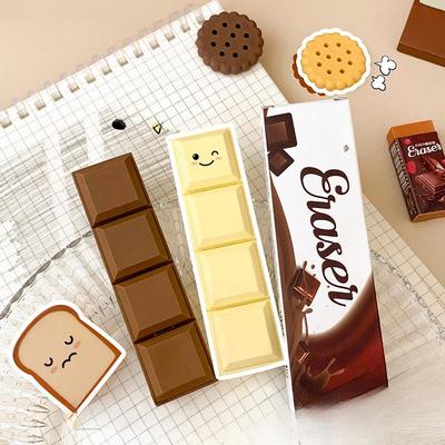 1Pc Cute Creative Simulation Chocolate Eraser with Box Food Modeling Fun Children Student Stationery Exam Rewards School Supplies