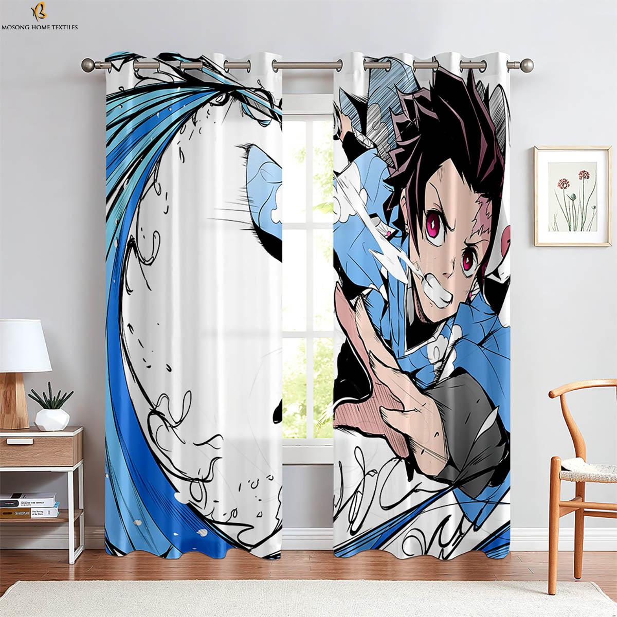 

Шторы с рисунком аниме, розовые японские шторы, подходящие для спальни, гостиной, кухни, детской комнаты, шторы на окно W50xH130(CM)x2PCS&Rod pocket