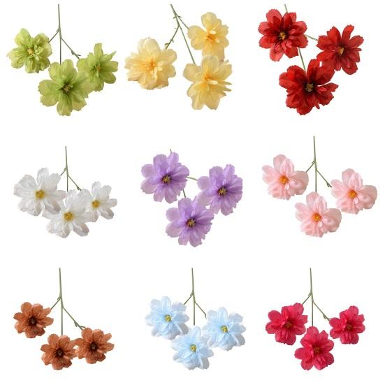 24 Inch Artificial Flower with 3 Heads Full Blooms Faux Silk Flower Branches for Vase Wedding Bouquet Home Party Decor