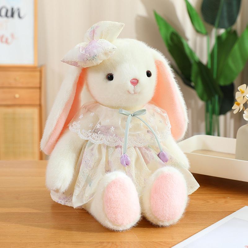 Cute Sweet Flower Skirt Little Rabbit Doll Plush Toy Dress Little White Rabbit Doll Girl Comforting Rag Doll