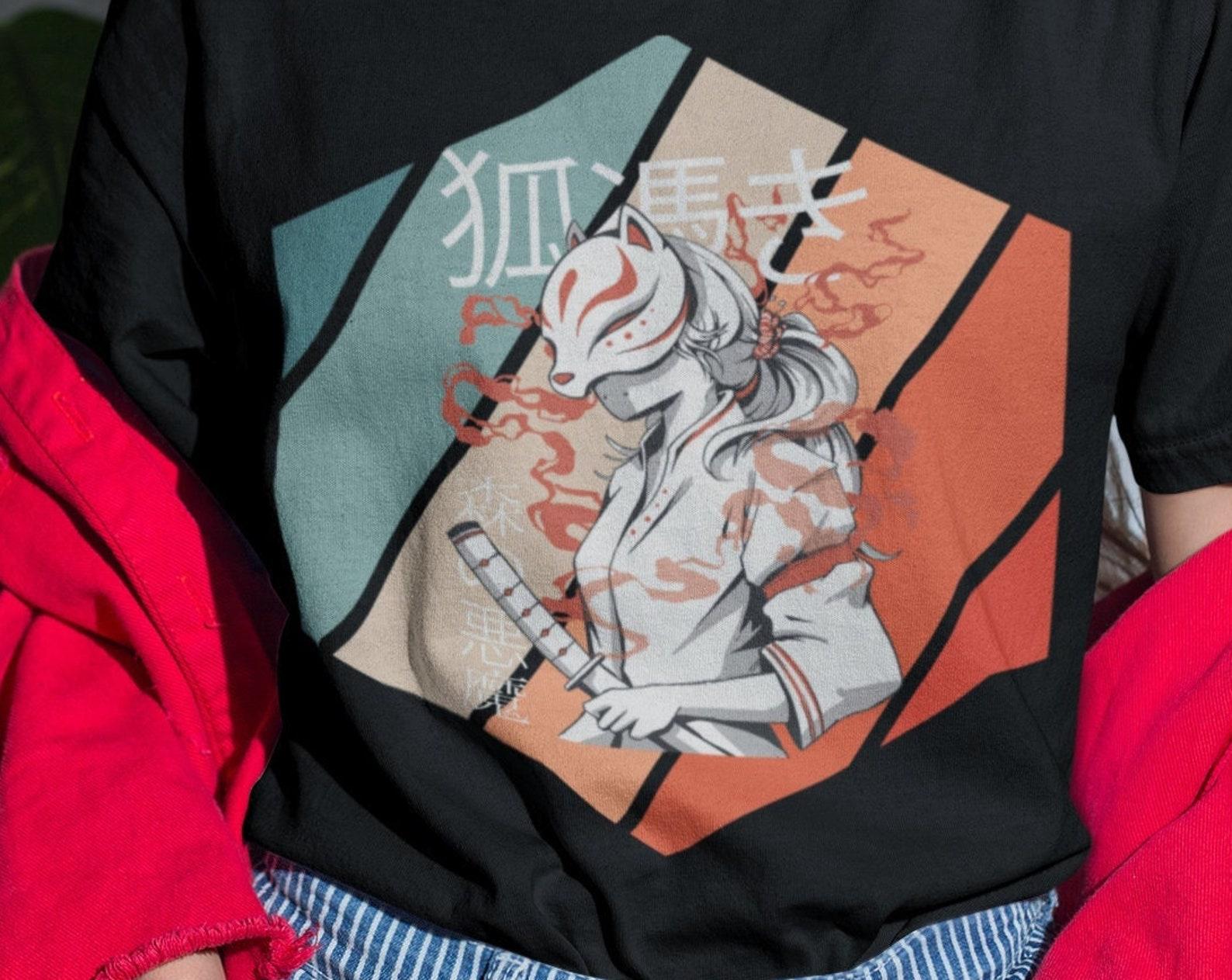 Kitsune Mask T-Shirt: Retro 80 s Tokyo Japanese Fox Tee M