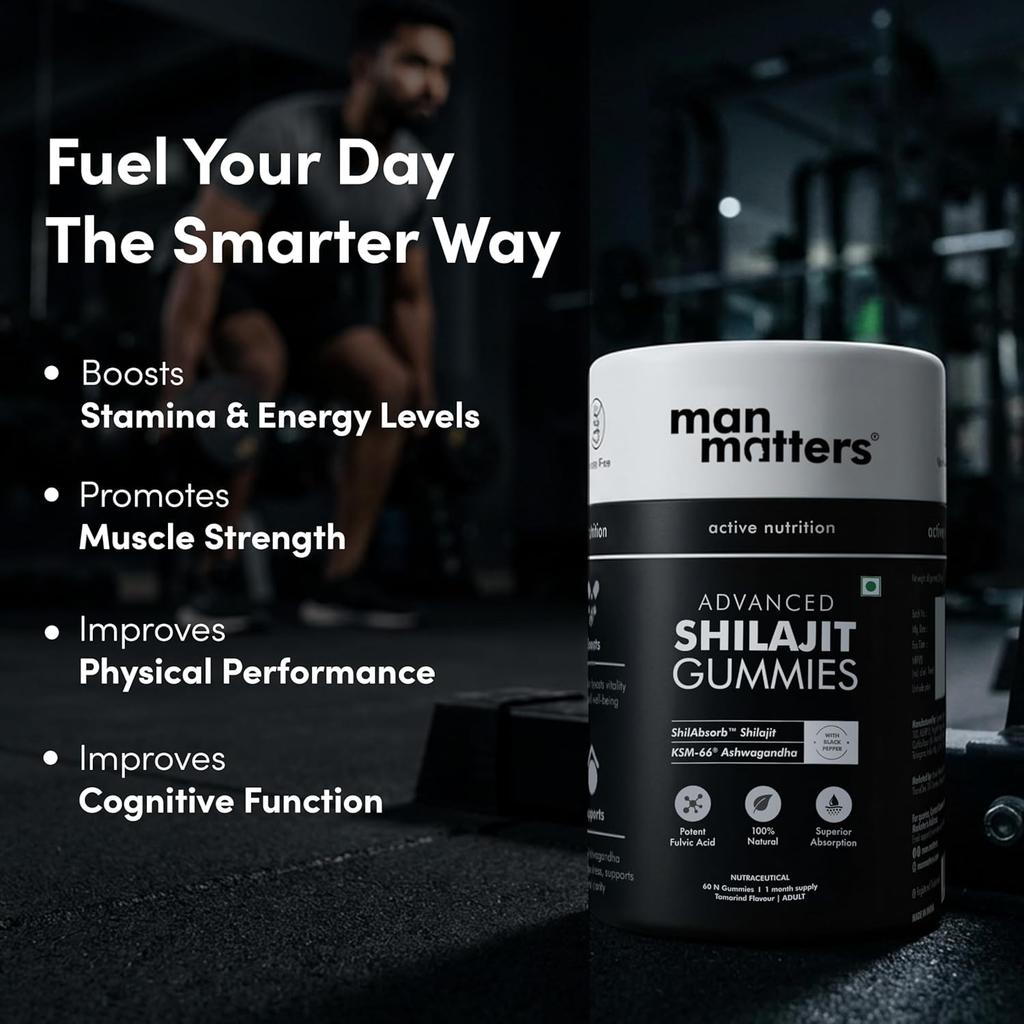 Man Matters Shilajit 60 Gummies For Men Energy Support Advanced Chewables No Added Sugar Daily Vitality Pack Of 1