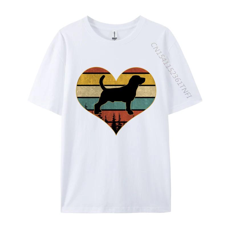 Vintage Beagle Heart Tshirt Dog Tshirts Adult Pure Cotton Funny Cartoon TShirts Mens Graphic Tshirts S
