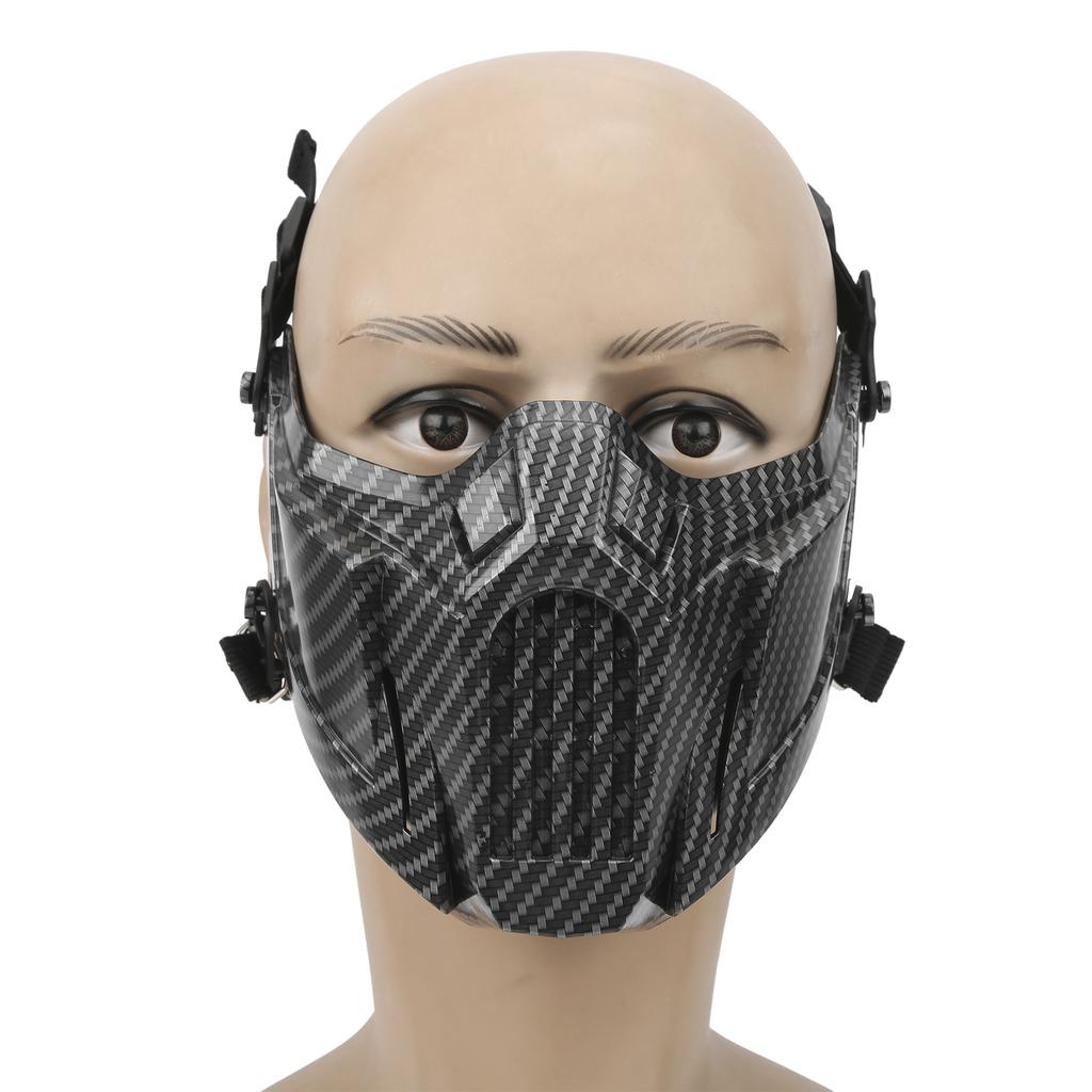 Skull Half Face Cover Guard Tactics Mouth Nose Protection Shield Carbon Fiber Texture for CS Outdoor Game