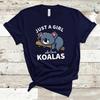 Just a Girl Who Loves Koala Printed T Shirt Oversized Clothes O-Neck Funny T Shirts for Women Tops 1