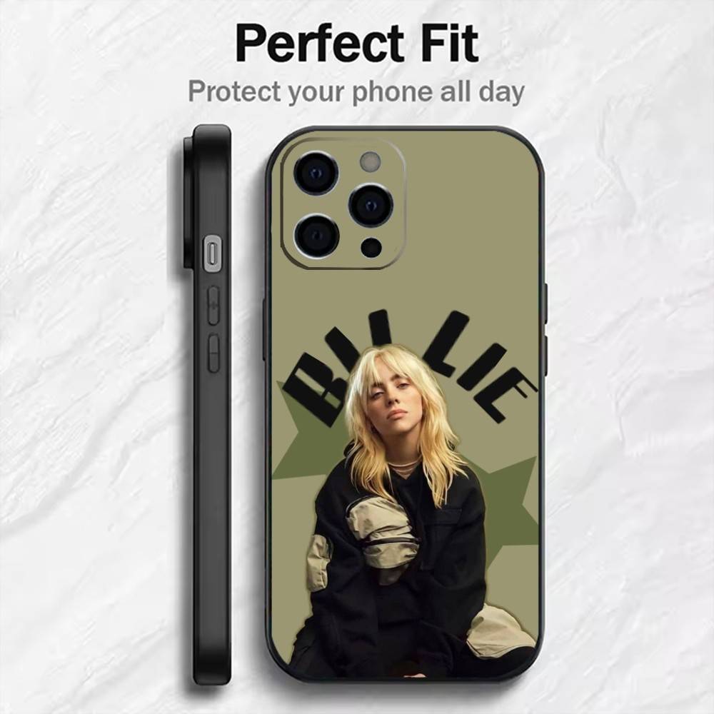 Billie Singer E-Eilish WILDFLOWER Phone Case For iPhone17,16,15,14,13,12 Plus,Max Soft Silicone Black Cover